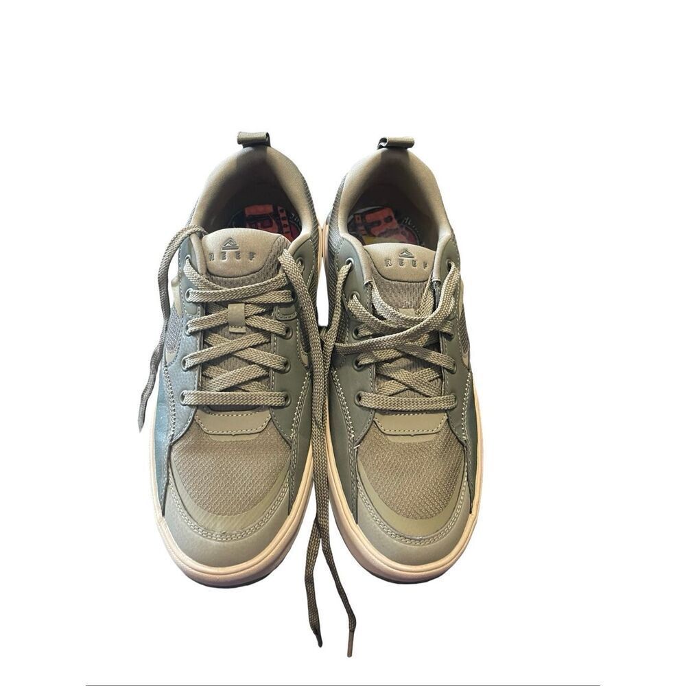New REEF Mens Green Tan Fanning Bottle Opener Bottom Sneakers Shoes Size 11